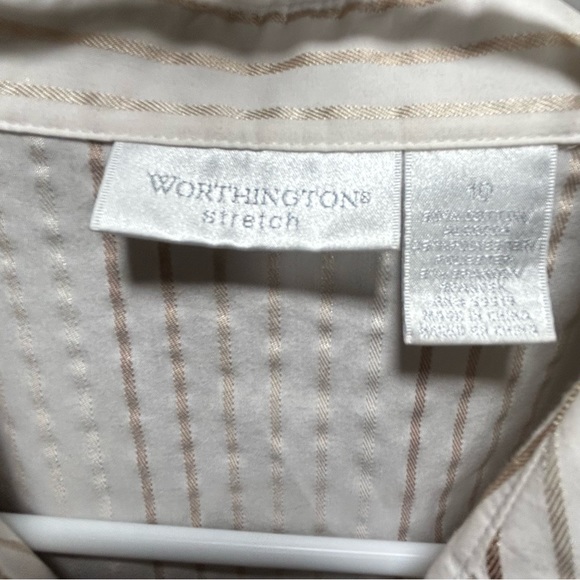 Women's Worthington Stretch V-Neck collard Tie/Wrap Business Blouse Size 10 - Picture 4 of 6